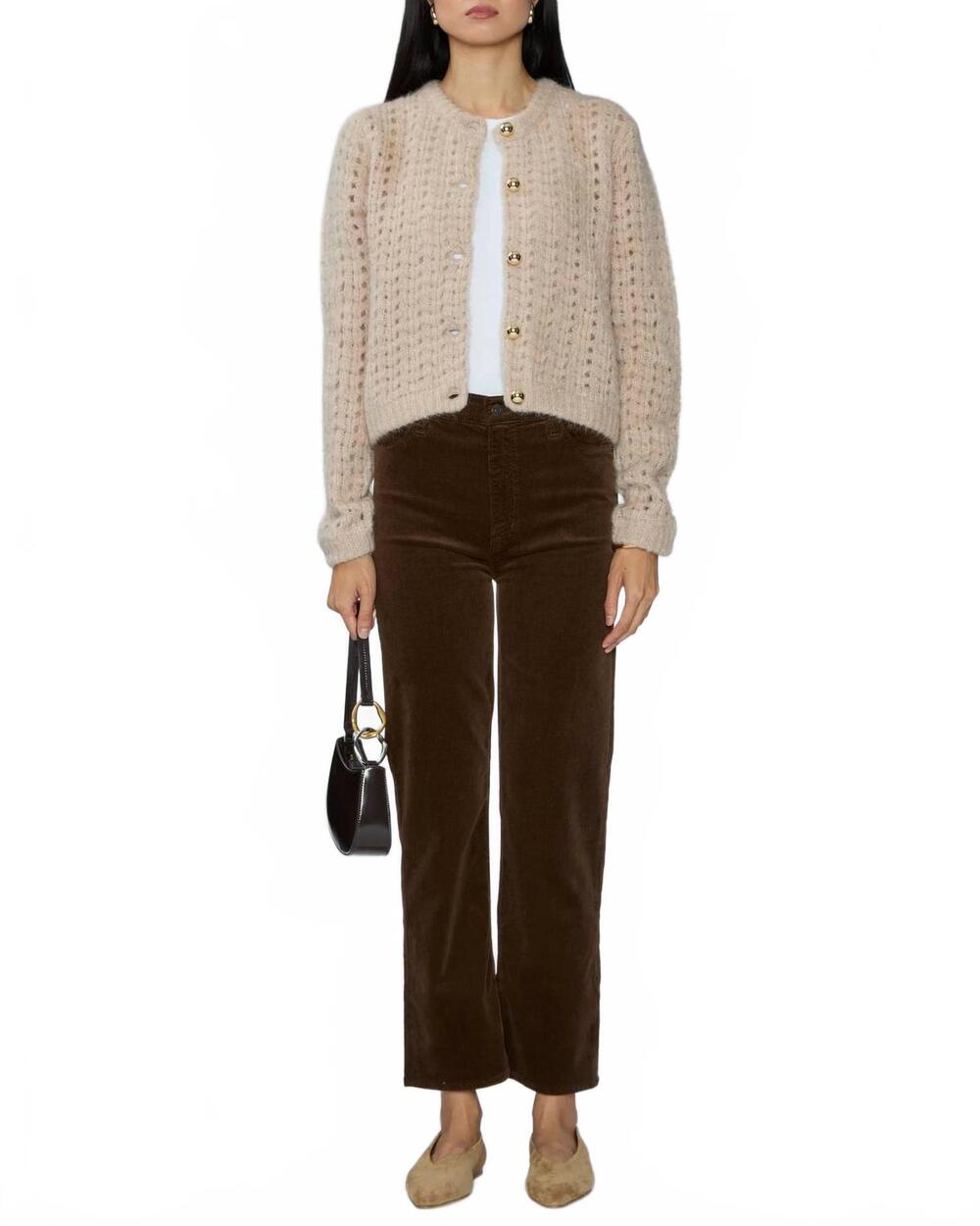 NEW FRAME plush ribbed cardigan in mauve
